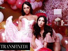 Find-Best-Shemale.com presents: Transfixed - big tits t-girl khloe kay enjoys lesbian babe jane wilde's gorilla grip pussy