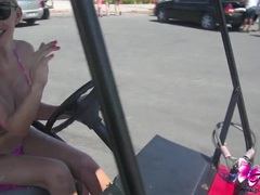 Find-Best-Shemale.com presents: Blonde shemale flashes her big tits on vacation